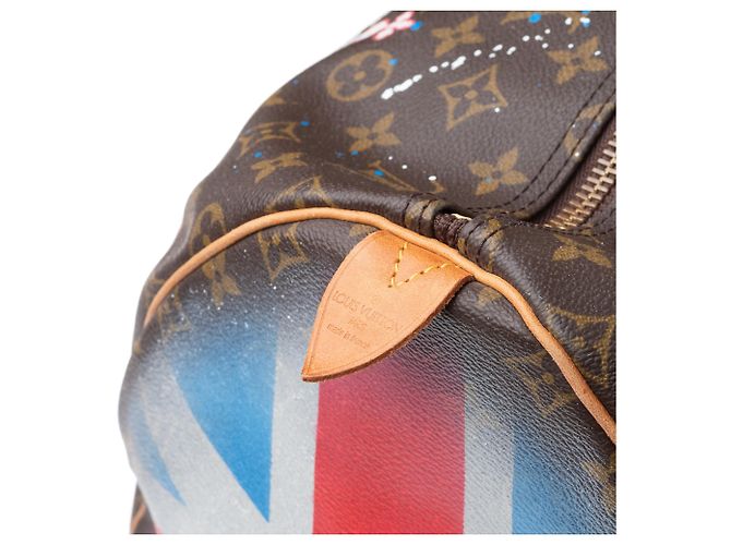Abbesses Louis Vuitton Keepall 55 Monogramma "God save the Queen" personalizzato da PatBo! Marrone - vista 10