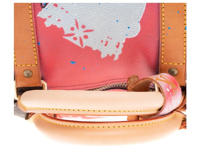 Abbesses Louis Vuitton Keepall 55 Monogramma "God save the Queen" personalizzato da PatBo! Marrone - vista 7