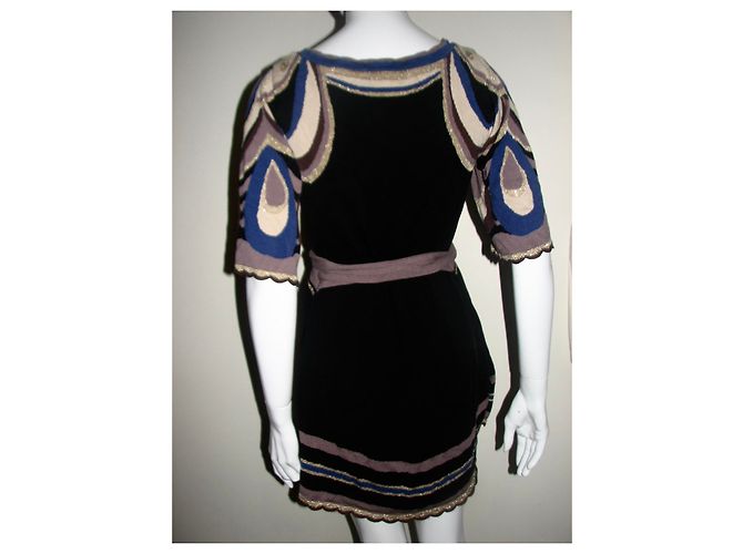 Vestido mini Temperley London de seda negro con estampado pavo real Multicolor - vista 2