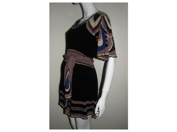 Vestido mini Temperley London de seda negro con estampado pavo real Multicolor - vista 3