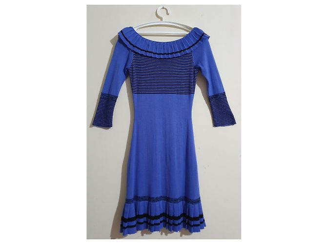 Abito Temperley London in seta cashmere e lana nero blu - vista 3