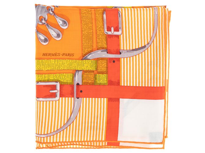 Scialle di Hermès 140 Manopole Collezione Cashmere e Seta, Nuova Condizione! Multicolore Arancione - vista 2