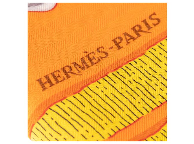 Scialle di Hermès 140 Manopole Collezione Cashmere e Seta, Nuova Condizione! Multicolore Arancione - vista 4