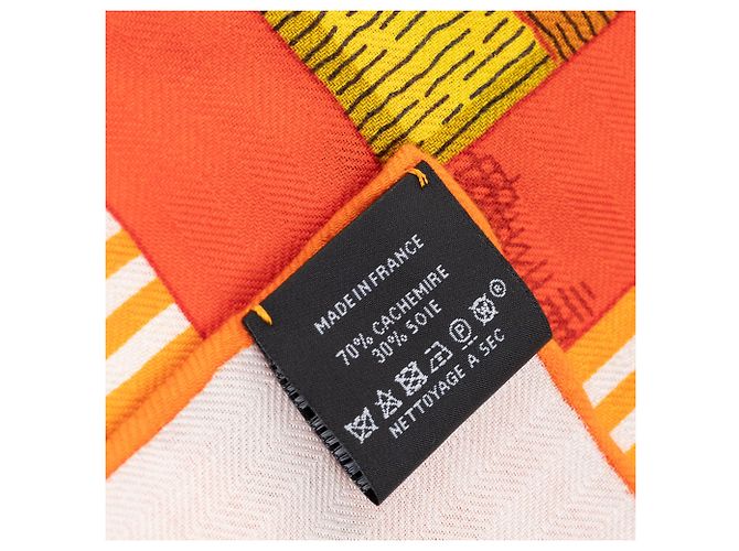 Scialle di Hermès 140 Manopole Collezione Cashmere e Seta, Nuova Condizione! Multicolore Arancione - vista 5