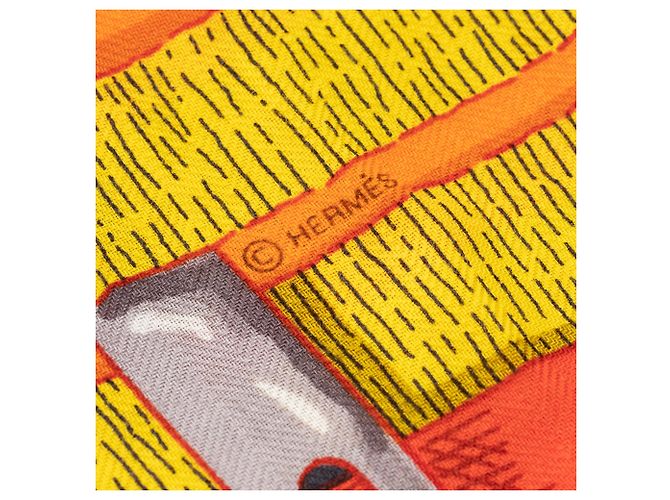 Scialle di Hermès 140 Manopole Collezione Cashmere e Seta, Nuova Condizione! Multicolore Arancione - vista 7