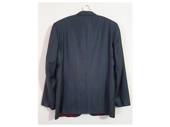 Autre Marque Pedro Del Hierro Blazer gestreift grau Wolle Seide - Ansicht 2
