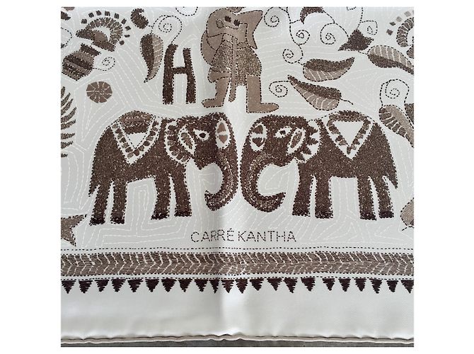 Hermès Kantha-Platz Aus weiß - Ansicht 3