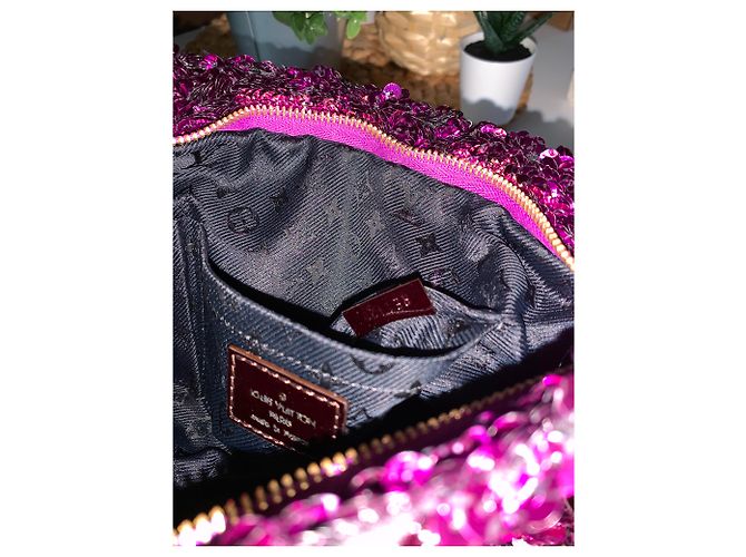 Louis Vuitton Rococo Sequin Clutch Porpora - vista 5