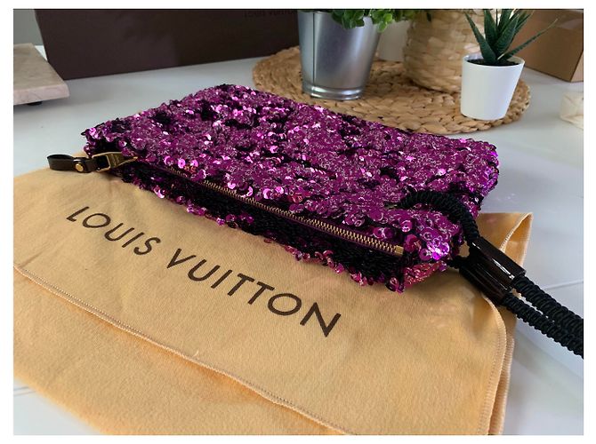 Louis Vuitton Rococo Sequin Clutch Porpora - vista 6