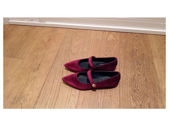 Autre Marque Sapatilhas de veludo vermelho com botão dourado Roxo - vista 2
