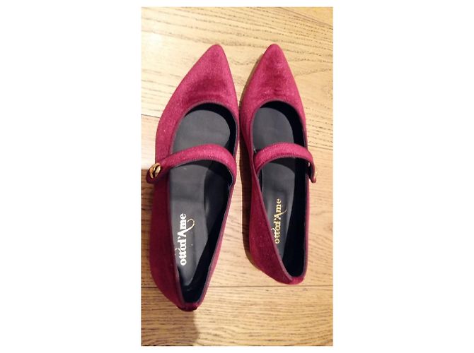 Autre Marque Sapatilhas de veludo vermelho com botão dourado Roxo - vista 4