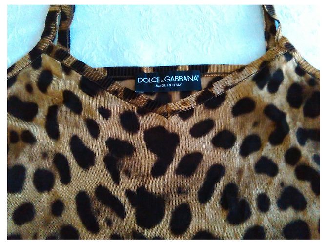 DOLCE & GABBANA Top-Tank de punto en seda Estampado de leopardo - vista 2