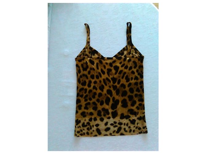 DOLCE & GABBANA Top-Tank de punto en seda Estampado de leopardo - vista 4