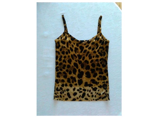 DOLCE & GABBANA Top-Tank de punto en seda Estampado de leopardo - vista 5