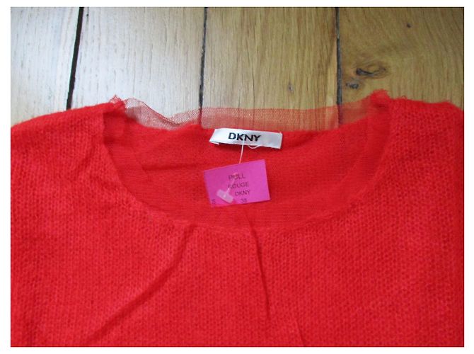 Dkny Maglione in lana e tulle pregiato, taille 38. Rosso - vista 3