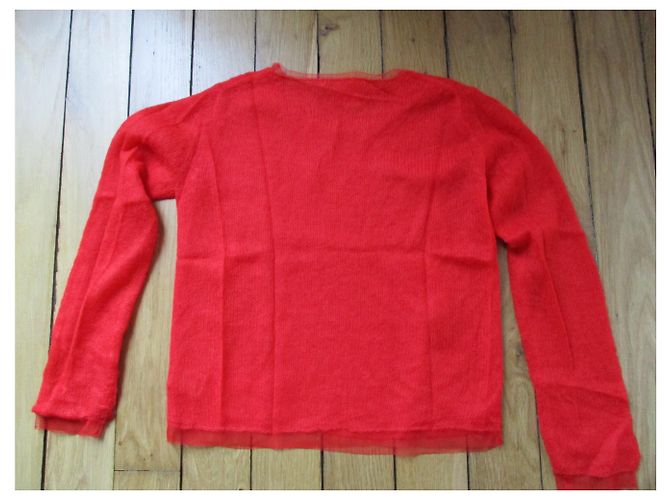 Dkny Maglione in lana e tulle pregiato, taille 38. Rosso - vista 4
