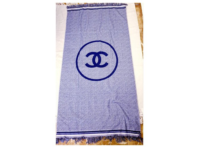Serviette Chanel neuf Blanc Bleu - vue 5