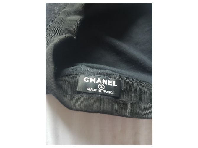 Boina Chanel Negro Gris antracita - vista 4