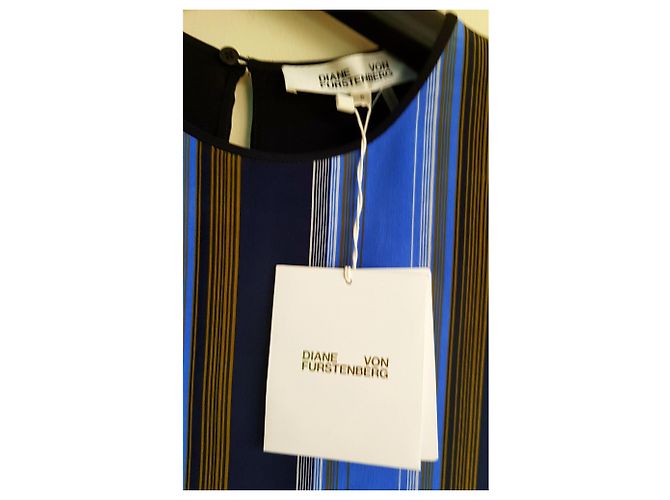 Diane Von Furstenberg Seidenkleid Schwarz Hellblau - Ansicht 2