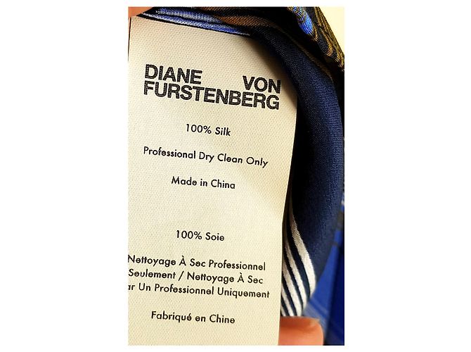 Diane Von Furstenberg Seidenkleid Schwarz Hellblau - Ansicht 3