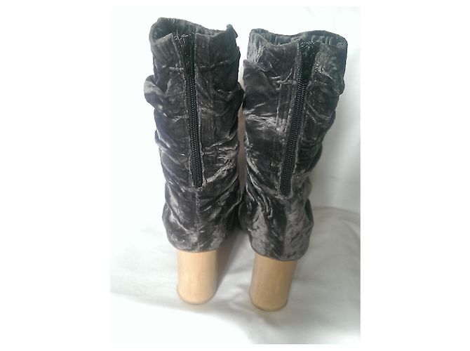 Botines Veronique Leroy Runway de terciopelo gris - vista 4