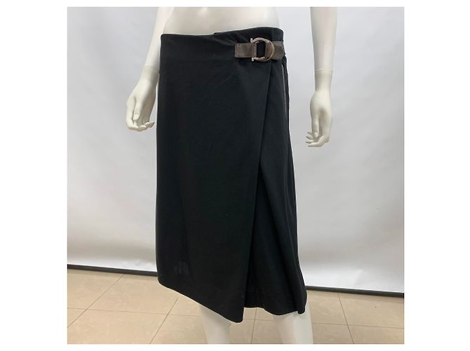 Falda de crepe de lana negra Salvatore Ferragamo Negro - vista 10