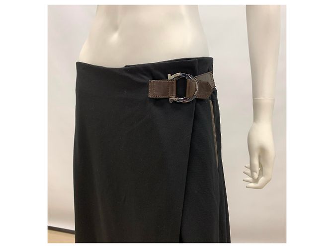 Falda de crepe de lana negra Salvatore Ferragamo Negro - vista 9