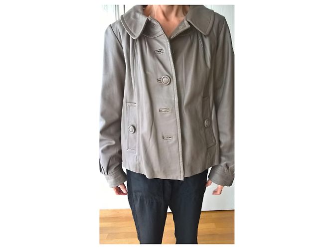 Autre Marque Ernest Jacke Lederjacke Taupe - Ansicht 4