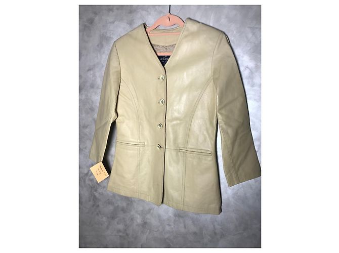 Autre Marque Chaqueta de cuero beige para mujer - vista 10