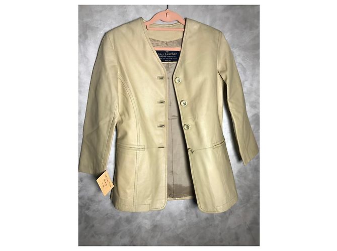 Autre Marque Chaqueta de cuero beige para mujer - vista 12