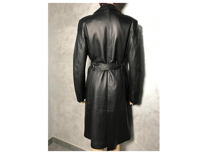 Autre Marque Abrigo de cuero negro para mujer - vista 10