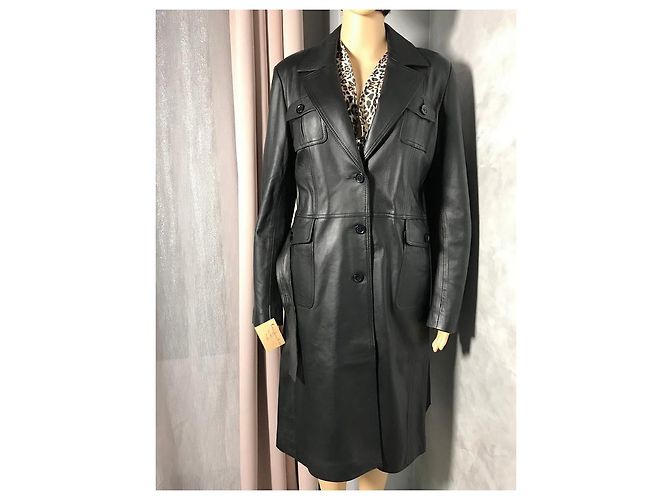 Autre Marque Abrigo de cuero negro para mujer - vista 11