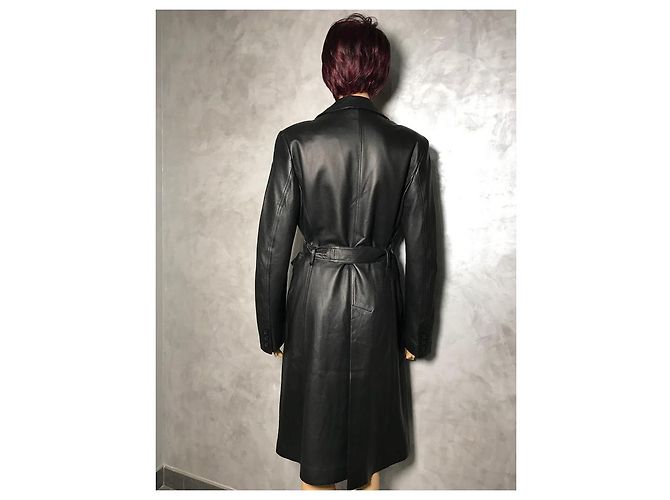 Autre Marque Abrigo de cuero negro para mujer - vista 9