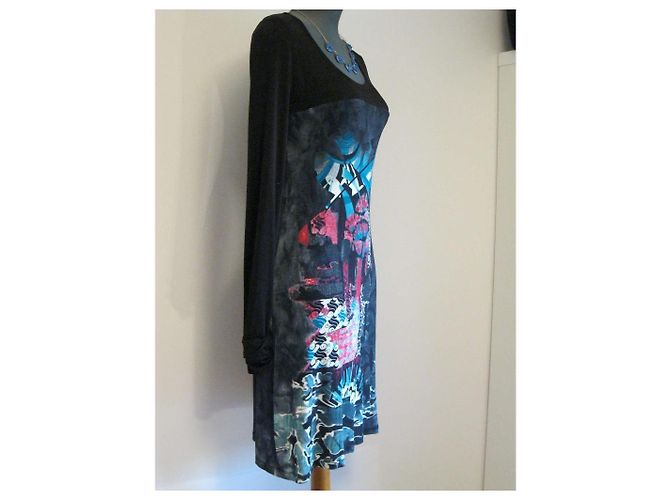 Autre Marque Save The Queen Kleid Schwarz Blau Fuchsia Fuschia - Ansicht 2