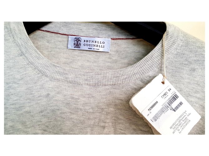 Brunello Cucinelli Grauer Baumwollpullover Herren - Ansicht 2