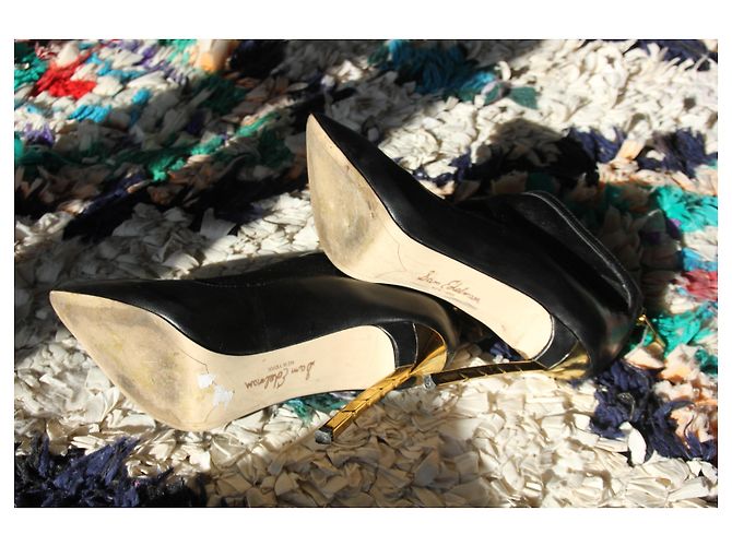 Stivaletti Sam Edelman in pelle nera con inserti in mesh D'oro - vista 4