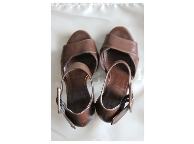Autre Marque Sandali Mugnai in pelle marrone Beige Marrone chiaro - vista 2