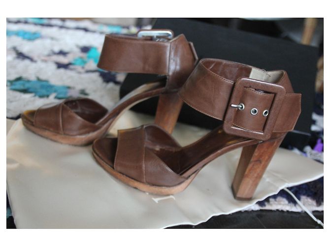 Autre Marque Sandali Mugnai in pelle marrone Beige Marrone chiaro - vista 5