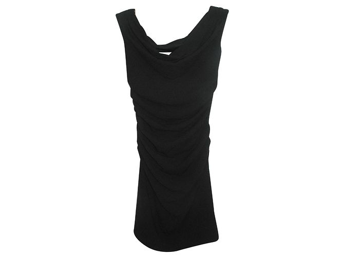 Mini abito nero senza maniche Helmut Lang con dettagli arricciati - vista 4