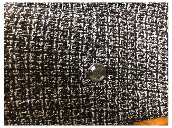 Ikone Jacke Chanel Tweed Schwarz Weiß Golden Metallisch - Ansicht 3