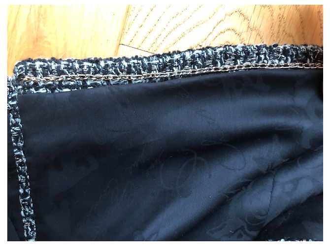 Ikone Jacke Chanel Tweed Schwarz Weiß Golden Metallisch - Ansicht 6