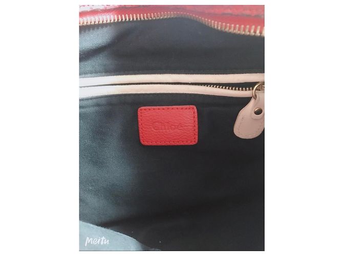 Sac à main Chloé Paraty Python Rouge - vue 2