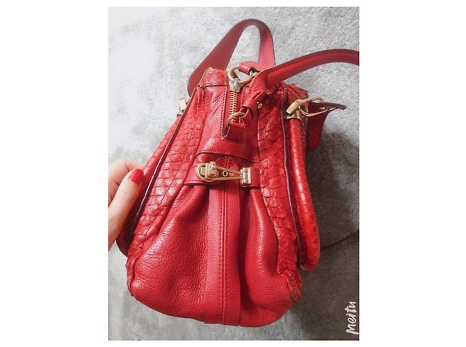 Sac à main Chloé Paraty Python Rouge - vue 3