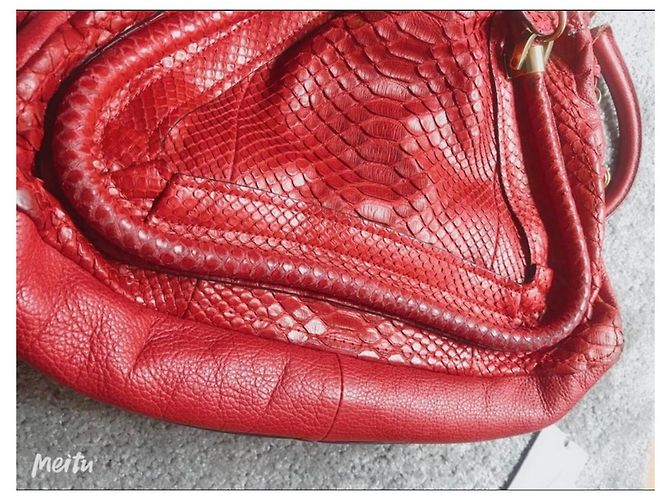 Sac à main Chloé Paraty Python Rouge - vue 4