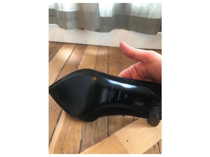 Décolleté Saint Laurent in pelle di cervo nera 36 Nero - vista 3