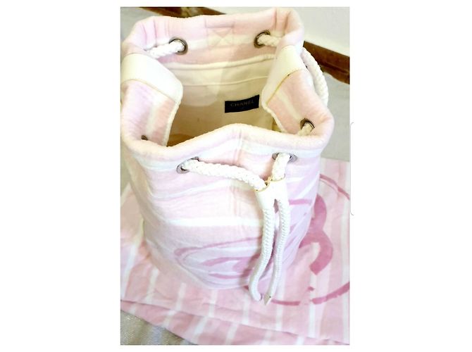 Chanel Mochila e toalha nova Rosa Branco - vista 11