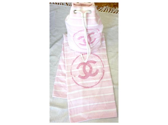 Chanel Mochila e toalha nova Rosa Branco - vista 12