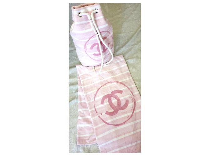 Chanel Mochila e toalha nova Rosa Branco - vista 2