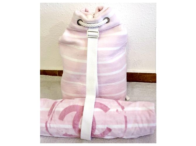 Chanel Mochila e toalha nova Rosa Branco - vista 9