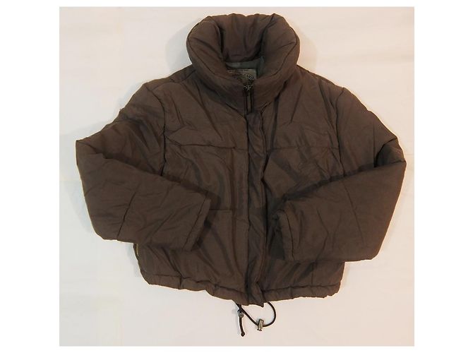 Armani Jeans Quilted down jacket in Chocolate Technical Fabric - view 2